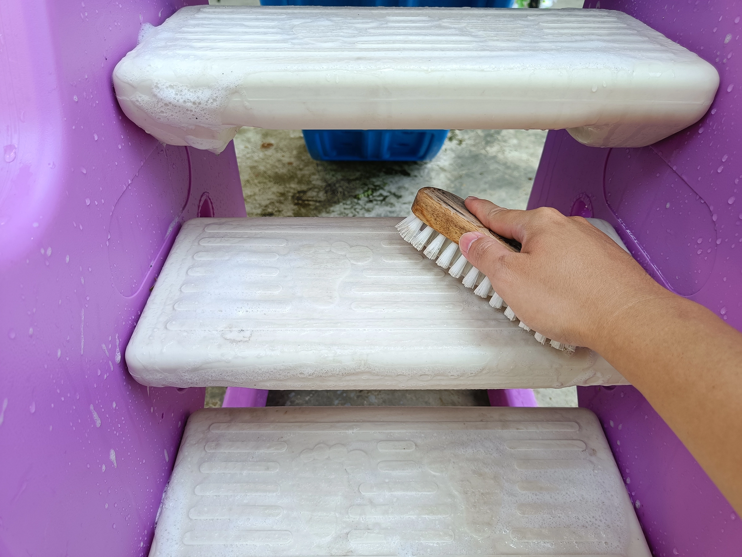 cleaning playground equipment steps